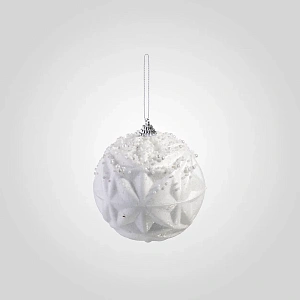 Набор из двух ёлочных белых шаров "Звезда"