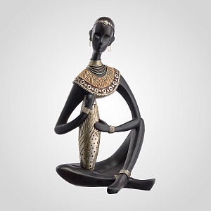 Интерьерная статуэтка "Африканка с золотистой вазой" из полистоуна 