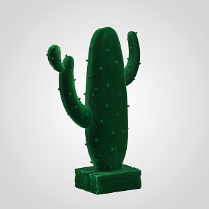 Декоративная интерьерная зелёная статуэтка "Кактус" из флокированной ткани