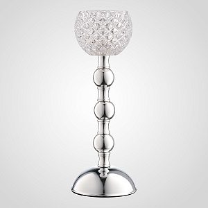 Подсвечник Round Glass на ножке серебряный