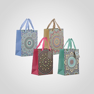 Крафтовый Подарочный Пакет "Mandala" S Микс (от 12 шт.)