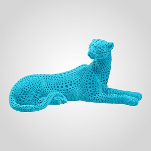 Интерьерная декоративная статуэтка из флокированной ткани "Леопард" бирюзовый