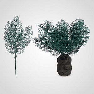 Новогодняя Зеленая Декор Ветка в Глиттере 30 см. (от 5 штук)