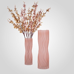 Стеклянная Интерьерная Розовая  Ваза 40 см.