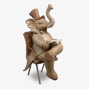 Слоник Читающий на Стуле (Полистоун)