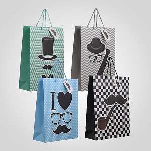 Крафтовый Подарочный Пакет "Джентльмен" L Микс (от 12 шт.)