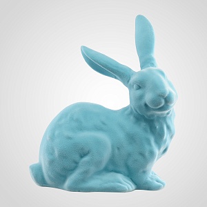 Интерьерная декоративная статуэтка из флокированной ткани "Кролик" бирюзовый