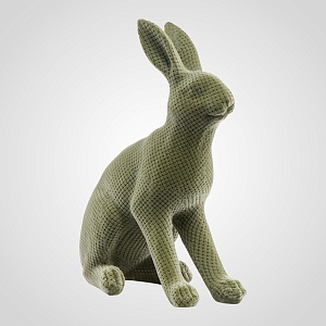 Интерьерная декоративная статуэтка из флокированной ткани "Кролик" зелёный
