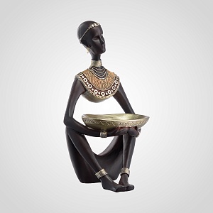 Интерьерная статуэтка "Африканка с блюдом" из полистоуна 