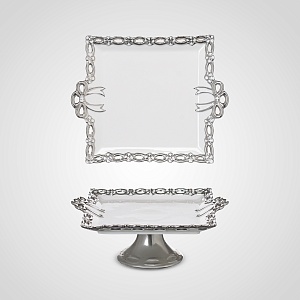 Тортница Квадратная "Silver Bow" S (Фарфор)