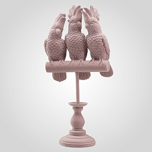 Декоративная розовая фигурка "Попугаи" из флокированной ткани