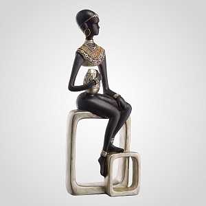 Интерьерная статуэтка "Африканка на подставке" из полистоуна 