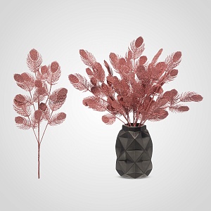 Новогодняя Розовая Декор Ветка в Глиттере 50 см. (от 5 штук)