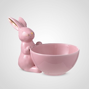 Керамическая Розовая Конфетница с Кроликом Лаки