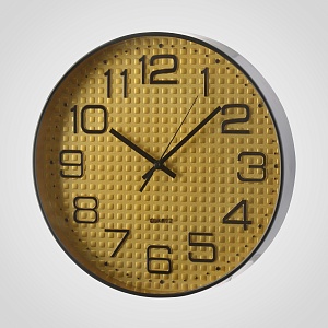 Кислотно-Золотистые Настенные Часы с Объемным Рисунком на Циферблате