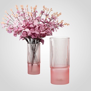 Стеклянная розовая ваза М