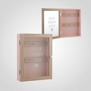 Ключница Деревянная Розовая "Home Sweet Home"