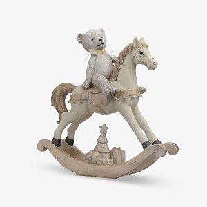 Мишка Новогодний с Подарочками на Лошадке (Полистоун)