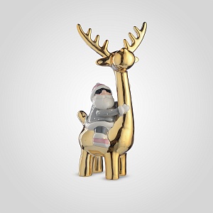 Дед Мороз на Золотистом Олене (Керамика)