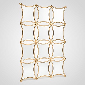 Настенное декоративное зеркало золотистая в виде квадратов 120*80 см