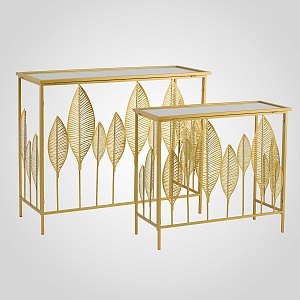 Консольный столик комплект из двух штук Rectangular Shape with golden petals 