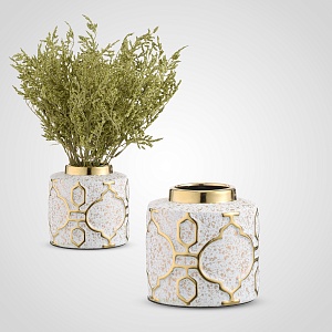 Настольная керамическая ваза с золотыми линиями S