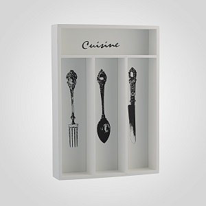 Деревянный Белый Секционный Короб для Приборов "Cuisine"