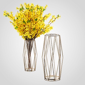 Стеклянная Золотистая  Ваза в Металлическом  Каркасе 23 см.