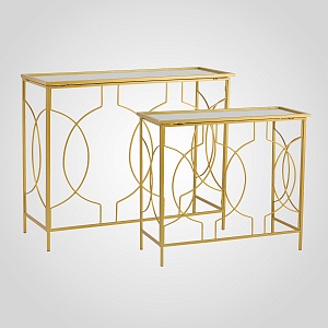 Консольный столик комплект из двух штук  Rectangular Shape with golden circles
