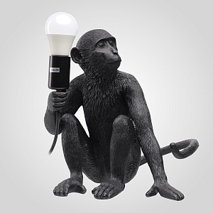 Светильник настольный Лампа обезьяны черный из смолы 32*34*32