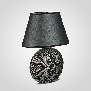 Лампа Настольная Керамическая Серебристая c Цветочным Орнаментом