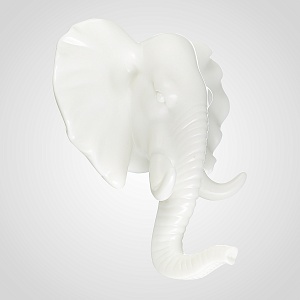 Декор настенный-вешалка Слон белый 10.5*11 см