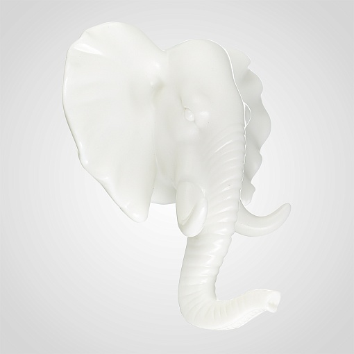 Декор настенный-вешалка Слон белый 10.5*11 см