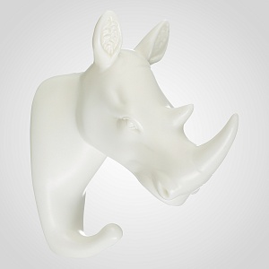 Декор настенный-вешалка Носорог белый 5.5*11.5 см