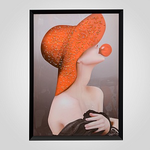 Панно MYSTERY WOMAN картина 50*70 см девушка в шляпе