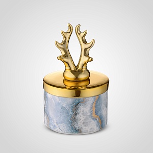Керамическая Декоративная Мраморная Синяя Банка "Deer" S