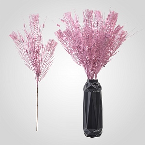 Новогодняя ветка "Перо павлина" розовая от 12 шт.